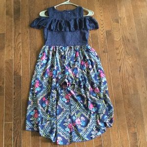 Off the shoulder dress with floral print.